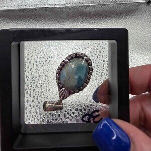 vintage-style sterling silver pendant Larimar